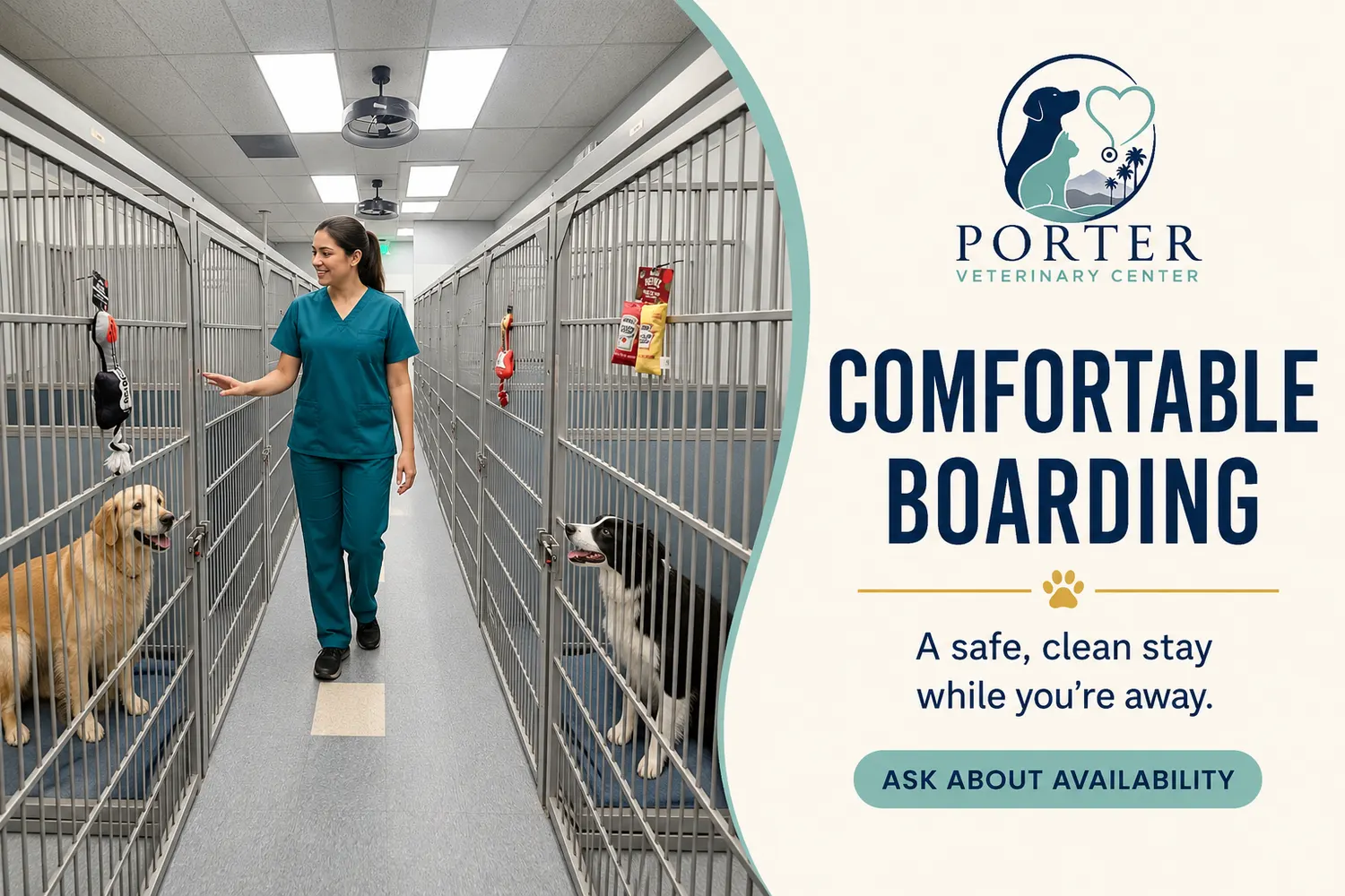 Clean, spacious boarding accommodations