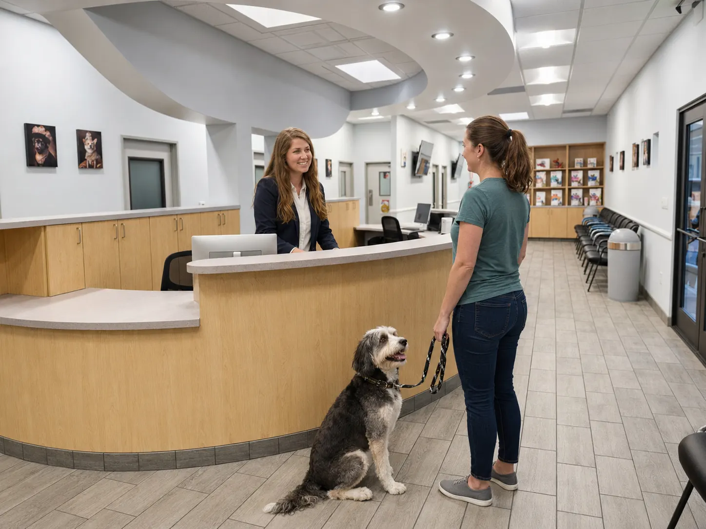 Bright reception desk and waiting lobby